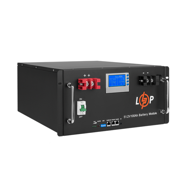 Акумулятор LP LiFePO4 48V (51,2V) - 100 Ah (5120Wh) (Smart BMS 100A) з LCD RM LP20330 фото