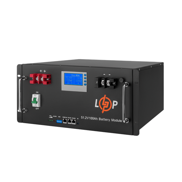 Акумулятор LP LiFePO4 48V (51,2V) - 100 Ah (5120Wh) (Smart BMS 100A) з LCD RM LP20330 фото