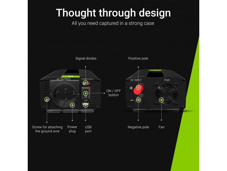 Перетворювач напруги інвертор Green Cell 24V на 230V 1500W/3000W 19261 фото