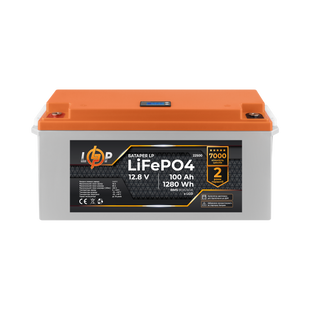 Акумулятор LP LiFePO4 12,8V - 100 Ah (1280Wh) (BMS 80A/40A) пластик LCD для ИБП 22500 фото