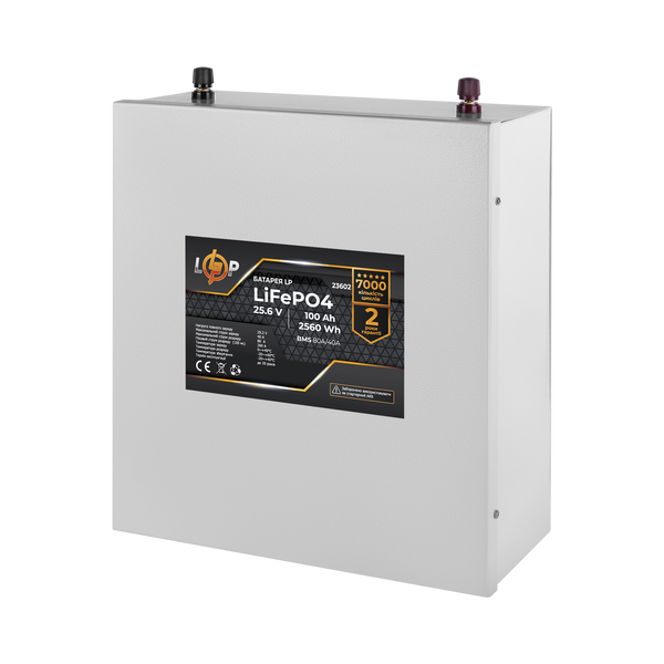 Аккумулятор LP LiFePO4 25,6V - 100 Ah (2560Wh) (BMS 80A/40А) металл 23602 фото