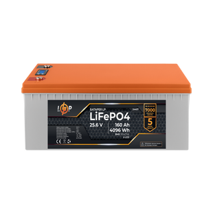 Акумулятор LP LiFePO4 25,6V - 160 Ah (4096Wh) (BMS 150A/75А) пластик LCD 24407 фото