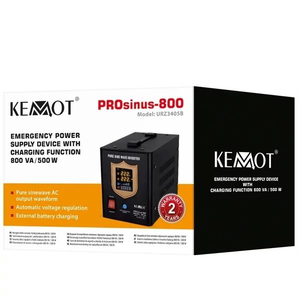 Гібридний ДБЖ/інвертор Kemot PROsinus-800 12V 230V 800VA/500W URZ3404B фото