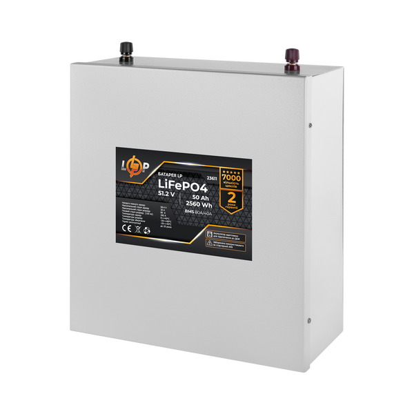 Акумулятор LP LiFePO4 51,2V - 50 Ah (2560Wh) (BMS 80A/40А) метал для ДБЖ 23611 фото