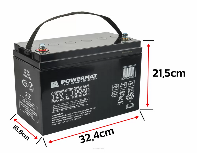 Акумулятор для ДБЖ Powermat PM-AGM-100AHM1 PM-AGM-100AHM1 фото