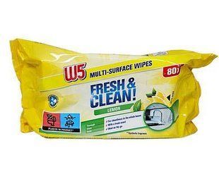 Вологі серветки для прибирання W5 Fresh&Clean Lemon 80 шт 000023 фото