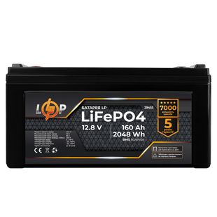 Акумулятор LP LiFePO4 12,8V - 160 Ah (2048Wh) (BMS 80A/40А) пластик для ДБЖ LP29455 фото
