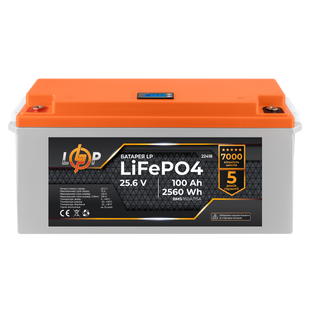 Акумулятор LP LiFePO4 24V (25,6V) - 100 Ah (2560Wh) (BMS 150/75А) пластик LCD 22418 фото