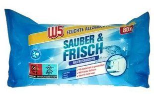 Вологі серветки для прибирання зі свіжим ароматом W5 Sauber&Frish Meeresfrische 80шт 000022 фото
