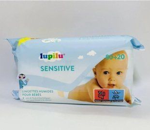 Вологі дитячі серветки Lupilu Sensetive 80+20 шт 000032 фото