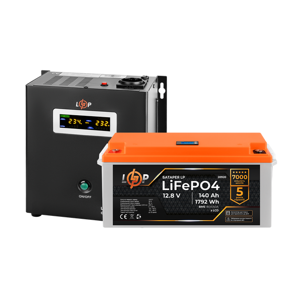 Комплект резервного живлення LP (LogicPower) ДБЖ + літієва (LiFePO4) батарея (UPS W800+ АКБ LiFePO4 1792W) 22613 фото