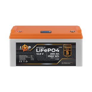 Акумулятор LP LiFePO4 12,8V - 200 Ah (2560Wh) (BMS 100A/50А) пластик LCD LP24010 фото