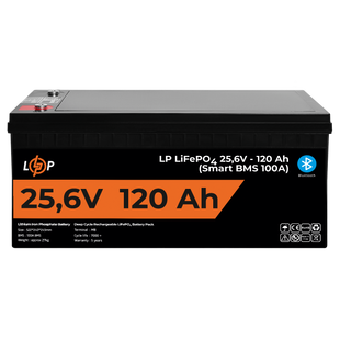Акумулятор LP LiFePO4 25,6V - 120 Ah (3072Wh) (Smart BMS 100А) з BT пластик для ДБЖ 22424 фото