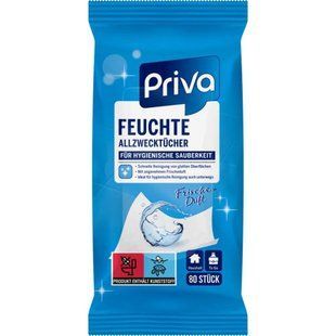 Вологі серветки для прибирання Priva Frische Duft 80 шт 000019 фото
