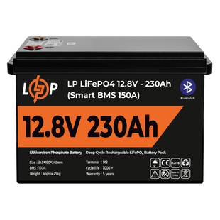 Акумулятор LP LiFePO4 12V (12,8V) - 230 Ah (2944Wh) (Smart BMS 150А) з BT пластик LP20199 фото