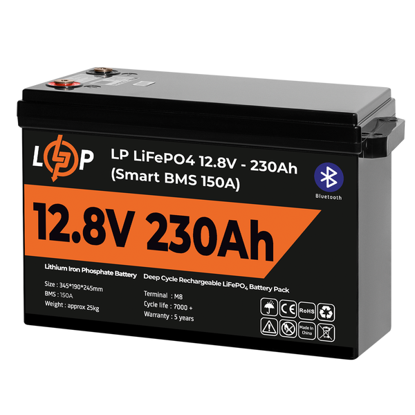 Аккумулятор LP LiFePO4 12V (12,8V) - 230 Ah (2944Wh) (Smart BMS 150А) с BT пластик LP20199 фото