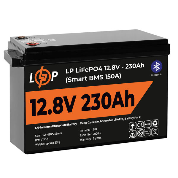 Аккумулятор LP LiFePO4 12V (12,8V) - 230 Ah (2944Wh) (Smart BMS 150А) с BT пластик LP20199 фото